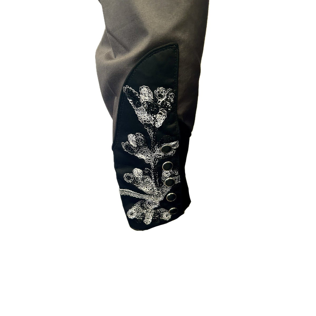 Men's Floral 2-Tone Black and Grey Embroidered Western Shirt by Rockmount Ranch Wear with chenille embroidery
