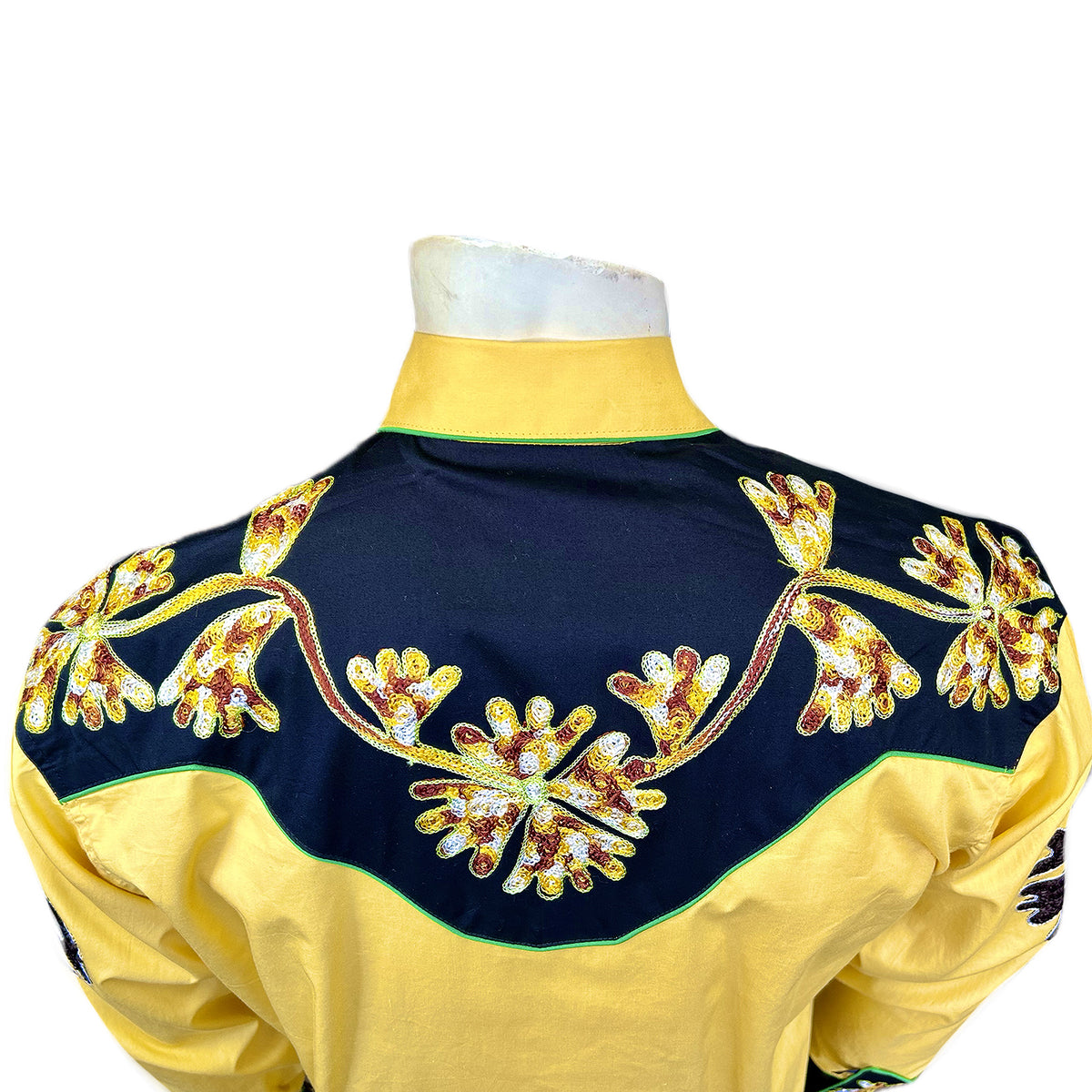 Men's Floral 2-Tone Black & Gold Embroidered Western Shirt - Rockmount
