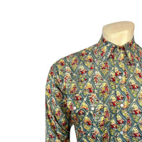 Men's Riders Blue Print Western Shirt by Rockmount Ranch Wear, vintage western shirt print with snaps