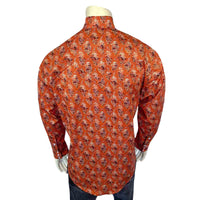Men's Riders Rust Print Western Shirt by Rockmount Ranch Wear in vintage print with sawtooth pockets