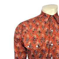Men's Riders Rust Print Western Shirt by Rockmount Ranch Wear, vintage western shirt with printed ranch wear