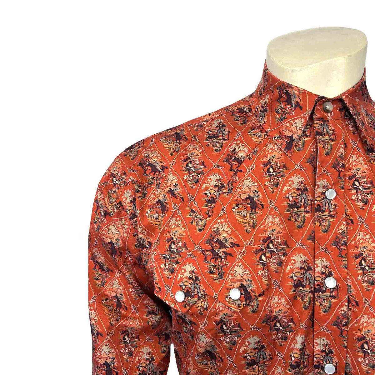 Men's Riders Rust Print Western Shirt by Rockmount Ranch Wear, vintage western shirt with printed ranch wear