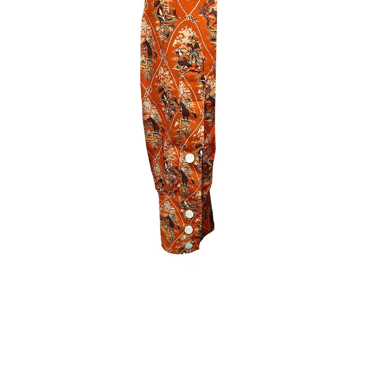 Men's Riders Rust Print Western Shirt by Rockmount Ranch Wear with print, sawtooth pockets and round snaps