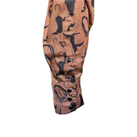 Men's Vintage Brown Lariat Boot Steer Skull Print Western Shirt by Rockmount Ranch Wear with snap button closure