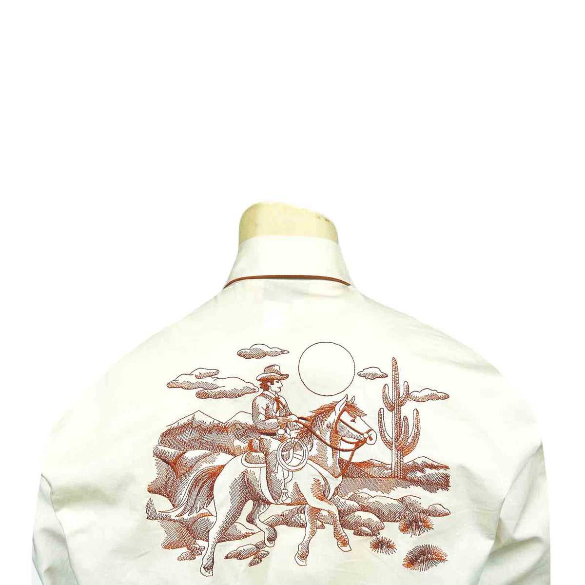 Men's Vintage Ivory Rider Embroidered Western Shirt - Rockmount