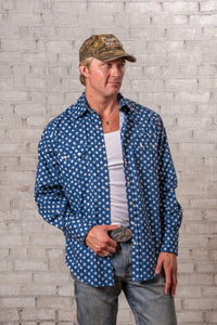 Men's American Stars Western Shirt- Made in USA Rockmount Ranch Wear vintage western shirt with print and snap