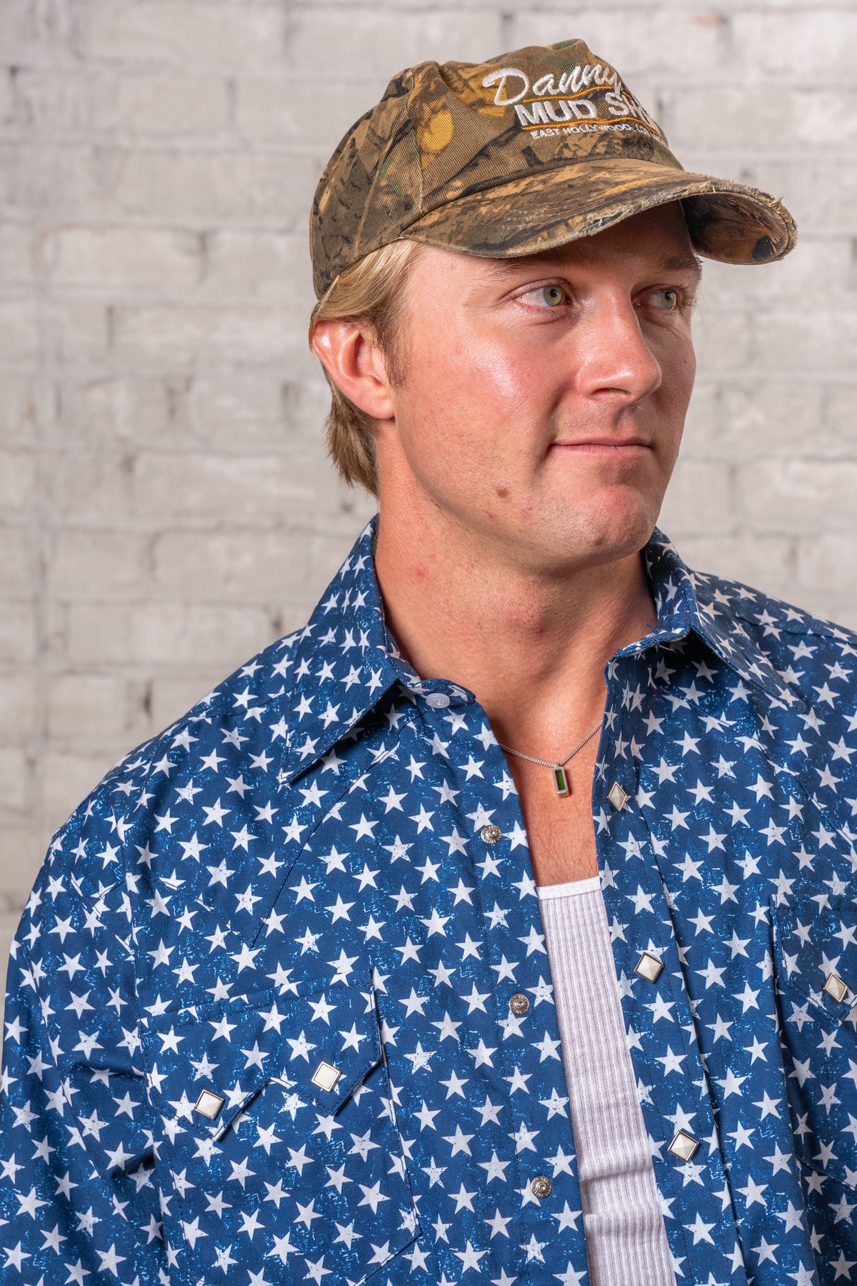 Men's American Stars Western Shirt- Made in USA Rockmount Ranch Wear denim western shirt with diamond snap front