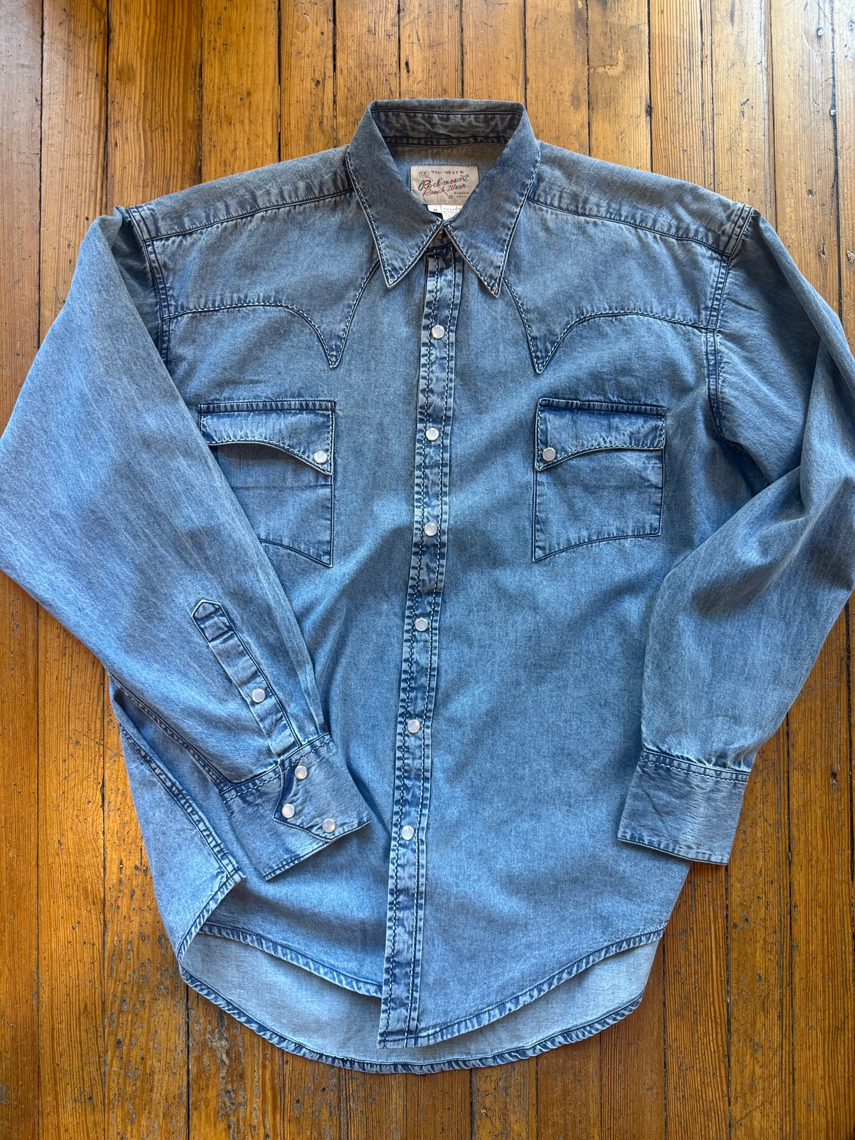 Men's Denim Classic Quarter Horse Western Shirt with Saddle Stitching