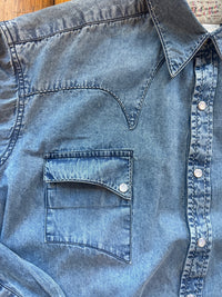 Men's Denim Classic Quarter Horse Western Shirt with Saddle Stitching