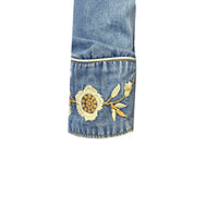 Men's Vintage Denim Floral Embroidered Western Shirt by Rockmount Ranch Wear in blue denim with cactus embroidery
