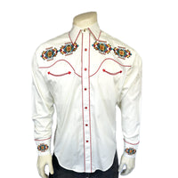 Men's Ivory Native American Embroidered Western Shirt by Rockmount Ranch Wear, embroidered western shirt with floral accents