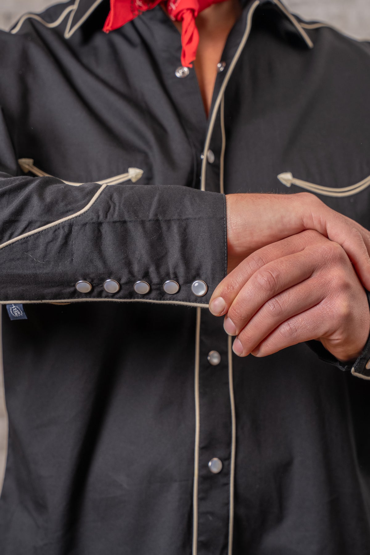 Men's Signature Solid Black Western Shirt with Smile Pockets by Rockmount Ranch Wear, pearl snap cuffs