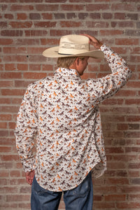 Men's Horse Print Western Shirt Rockmount Ranch Wear vintage western shirt with cowboy print and snap buttons