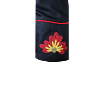 Men's Vintage Black Floral Chenille Embroidered Western Shirt by Rockmount Ranch Wear with floral embroidery