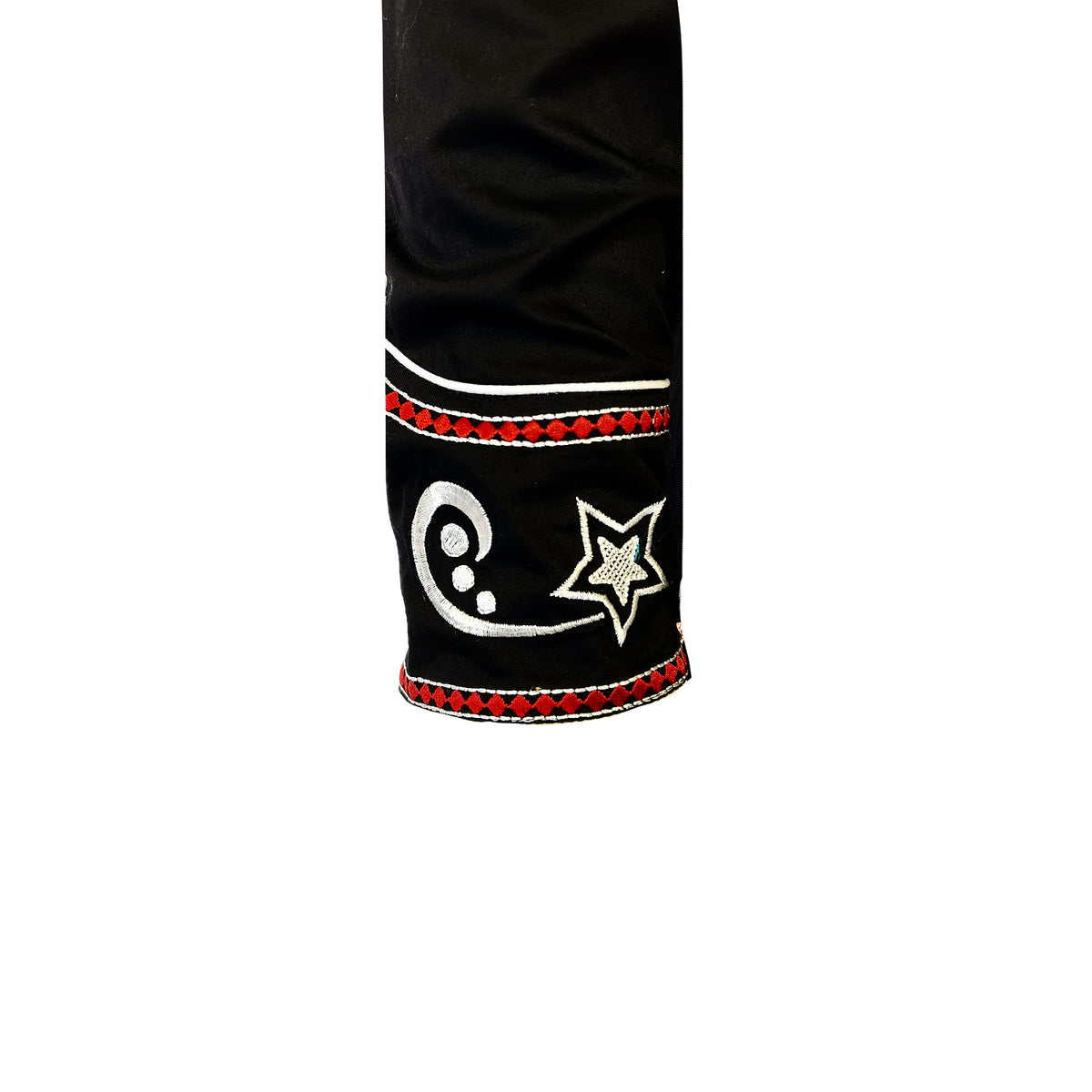Men's Vintage Black Stars and Scrolls Embroidered Western Shirt by Rockmount Ranch Wear with fringe