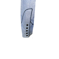 Men's Blue Serape Chambray Embroidered Western Shirt by Rockmount Ranch Wear in denim with snap button cuffs