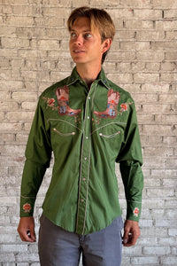 Men’s Green Sunrise Boot & Floral Embroidered Western Shirt
