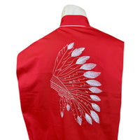 Men's Red Gabardine Warbonnet Embroidered Western Shirt by Rockmount Ranch Wear with floral cactus embroidery