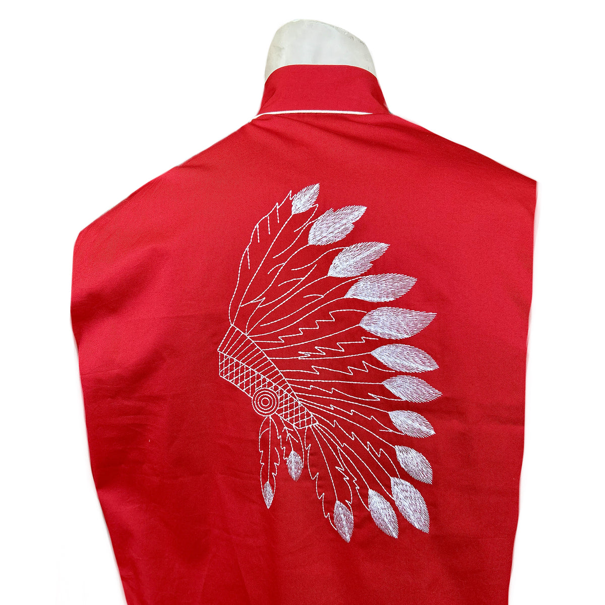 Men's Red Gabardine Warbonnet Embroidered Western Shirt by Rockmount Ranch Wear with floral cactus embroidery