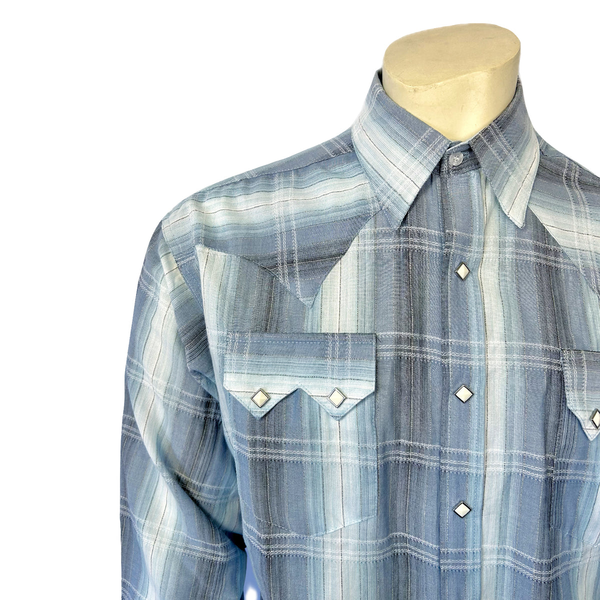 Men's Classic Slate Blue Ombre Stripe Sawtooth Western Shirt - Rockmount