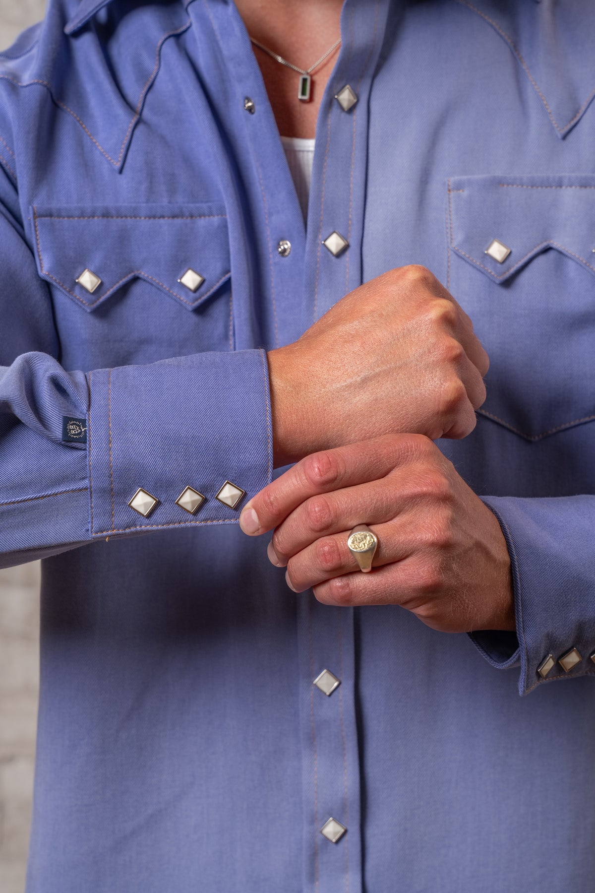 Men's Sueded Tencel Royal Blue Western Shirt by Rockmount Ranch Wear with diamond snaps and sawtooth pockets