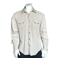 Men's Sueded Tencel Ivory Western Shirt by Rockmount Ranch Wear with sawtooth pocket and diamond snaps