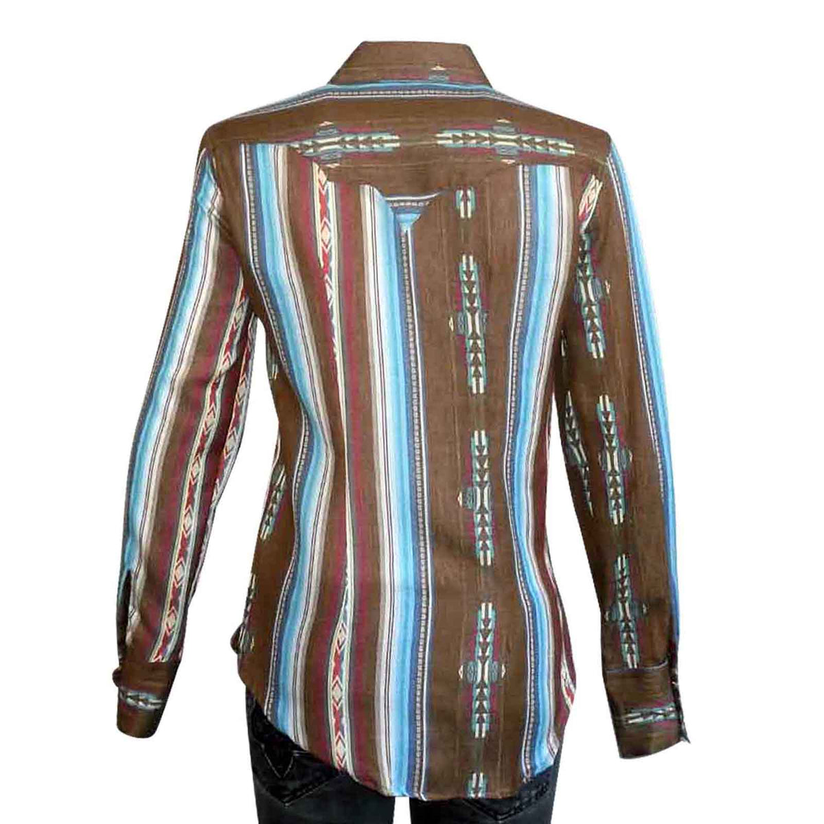 Women's Serape Pattern Western Shirt in Brown Rockmount Ranch Wear vintage western shirt with snap button shirt