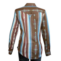 Women's Serape Pattern Western Shirt in Brown Rockmount Ranch Wear vintage western shirt with snap button shirt