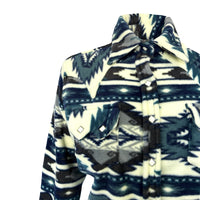 Women's Native Pattern Fleece Western Shirt in White and Blue by Rockmount Ranch Wear with sawtooth pocket