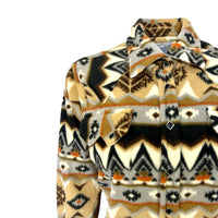 Women's Native Pattern Fleece Western Shirt in Tan and Black by Rockmount Ranch Wear with sawtooth pocket
