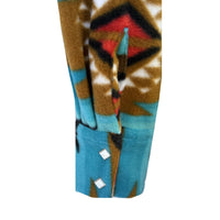 Women Native Pattern Fleece Western Shirt in Turquoise by Rockmount Ranch Wear with fringe and diamond snap front