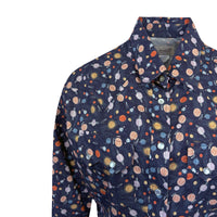 Women's Solar System Print western shirt in navy by Rockmount Ranch Wear with sawtooth pocket and snaps