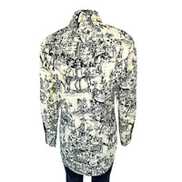 Women's Deadwood Saloon Print Western Shirt in black and white by Rockmount Ranch Wear, vintage print