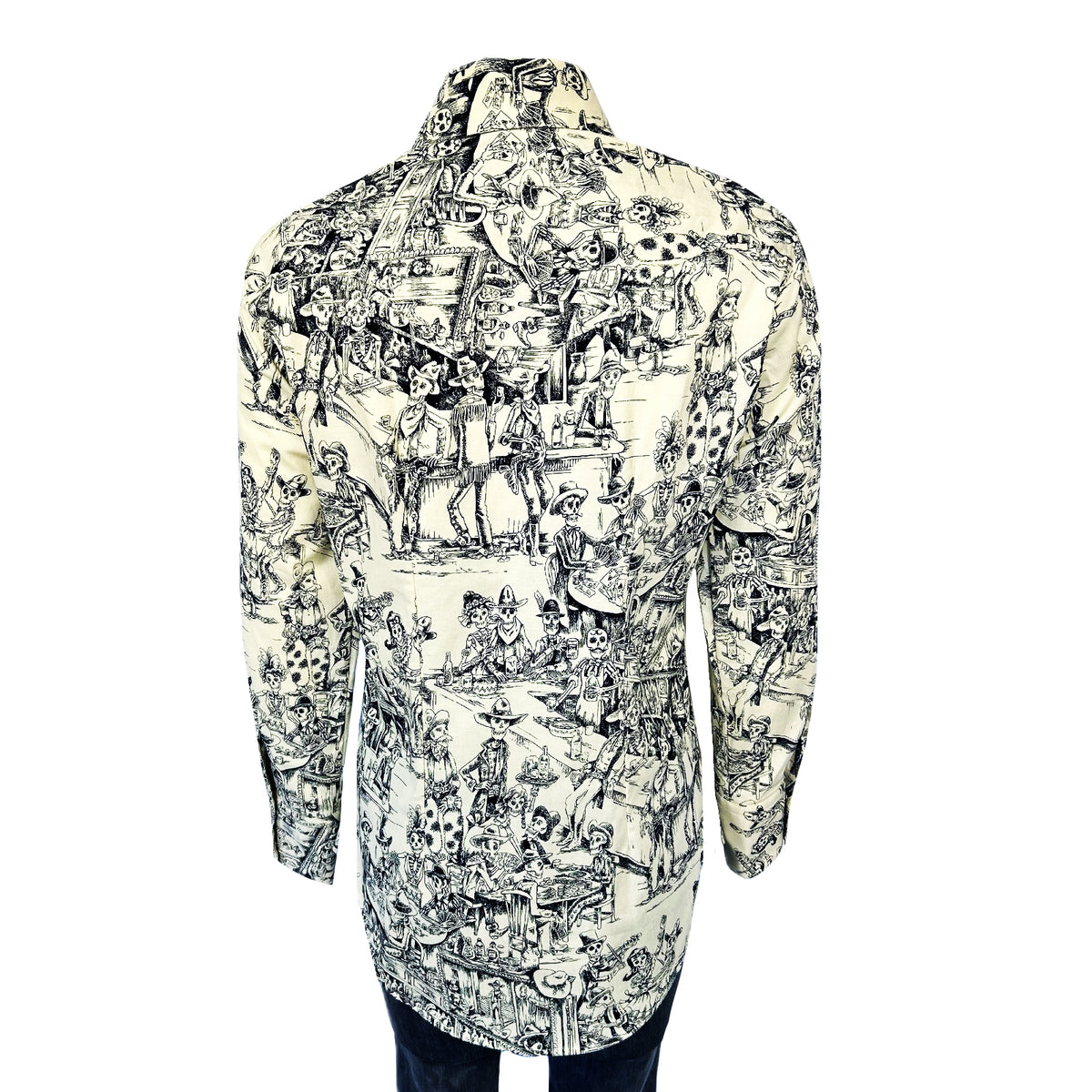 Women's Deadwood Saloon Print Western Shirt in black and white by Rockmount Ranch Wear, vintage print