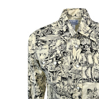 Women's Deadwood Saloon Print Western Shirt in black and white by Rockmount Ranch Wear with print and sawtooth pocket