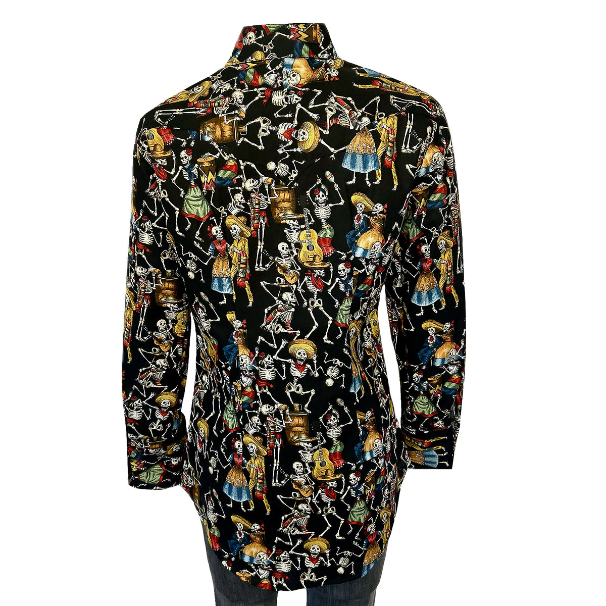 Women Day of the Dead Print Western Shirt in Black Rockmount Ranch Wear western shirt with print