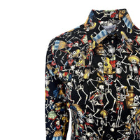 Women's Day of the Dead Print Western Shirt in Black Rockmount Ranch Wear western shirt with print and sawtooth pocket