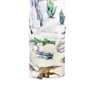 Women's White Cactus Cowboys Print Long Sleeve Western Shirt by Rockmount Ranch Wear with sawtooth pockets