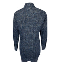 Women's Ornate Paisley Print Western Shirt in Navy by Rockmount Ranch Wear, vintage floral print with diamond snap front