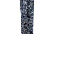 Women's Ornate Paisley Print Western Shirt in Navy by Rockmount Ranch Wear with diamond snap front