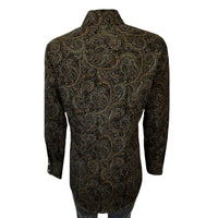 Women's Ornate Paisley Print Western Shirt in Brown by Rockmount Ranch Wear with vintage floral print