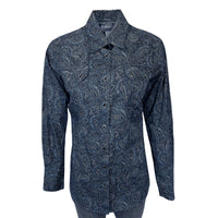 Women's Ornate Paisley Print Western Shirt in Navy by Rockmount Ranch Wear with diamond snap front