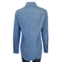 Women's Indigo Chambray Sawtooth Pocket Western Shirt by Rockmount Ranch Wear in denim chambray with diamond snap front