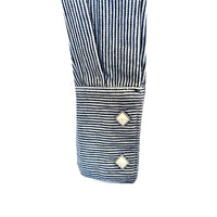 Women's Signature Denim Pinstripe Western Shirt by Rockmount Ranch Wear in vintage denim with diamond snap front