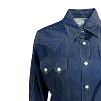 Women's Tencel Denim Sawtooth Western Shirt by Rockmount Ranch Wear in vintage blue with sawtooth pocket