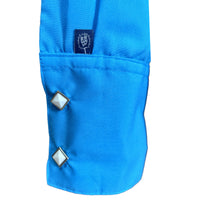 Women's Solid Turquoise Cotton Blend Western Shirt by Rockmount Ranch Wear with snap button shirt and diamond snaps