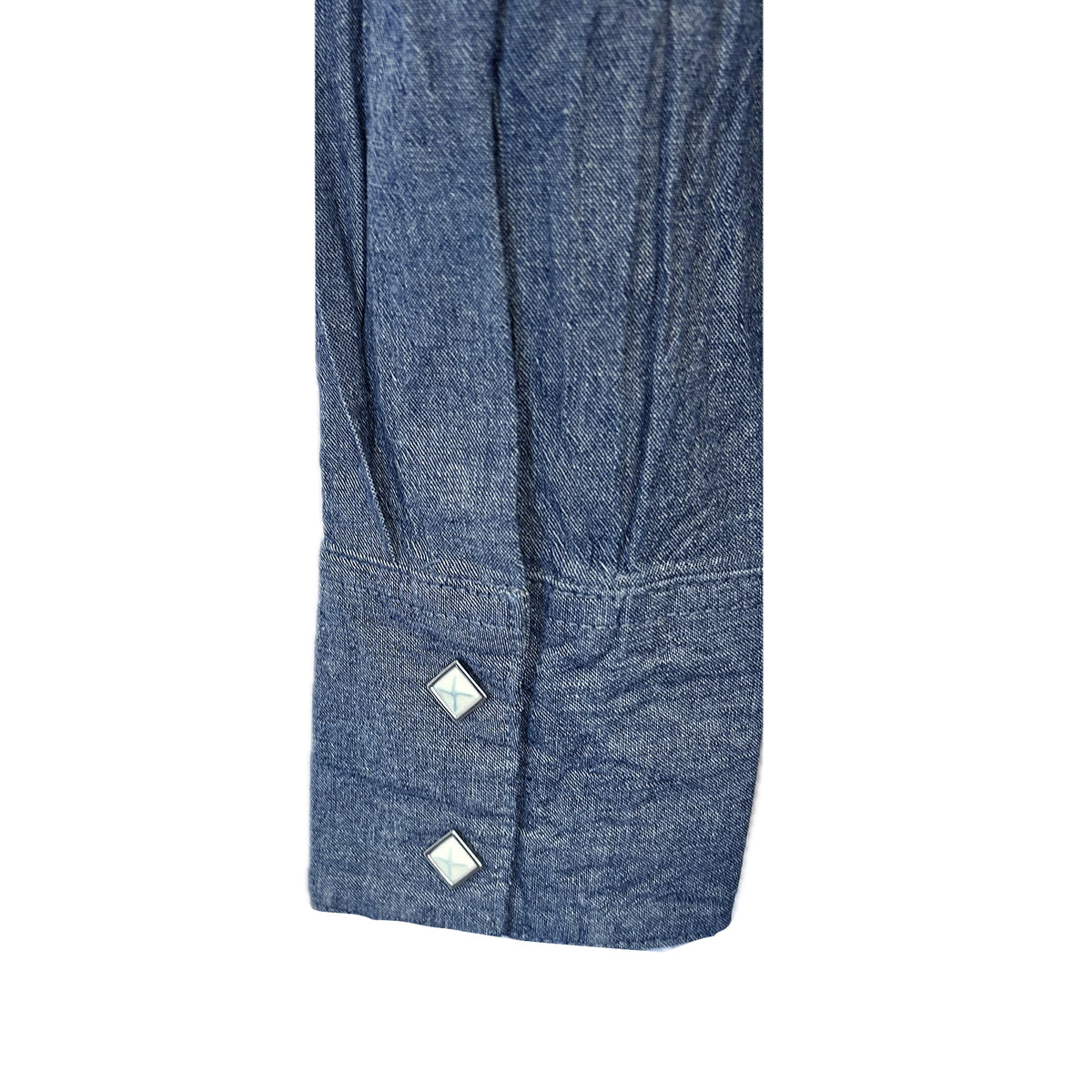 Women's Classic Chambray Sawtooth Pocket Western Shirt by Rockmount Ranch Wear in denim with diamond snap front