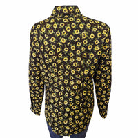 Women's Vintage Brown Sunflower Print Western Shirt by Rockmount Ranch Wear with floral print and sawtooth pocket
