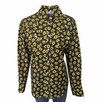Women's Vintage Brown Sunflower Print Western Shirt by Rockmount Ranch Wear, floral western shirt with snap front