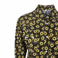Women's Vintage Brown Sunflower Print Western Shirt by Rockmount Ranch Wear with vintage floral print and snap buttons